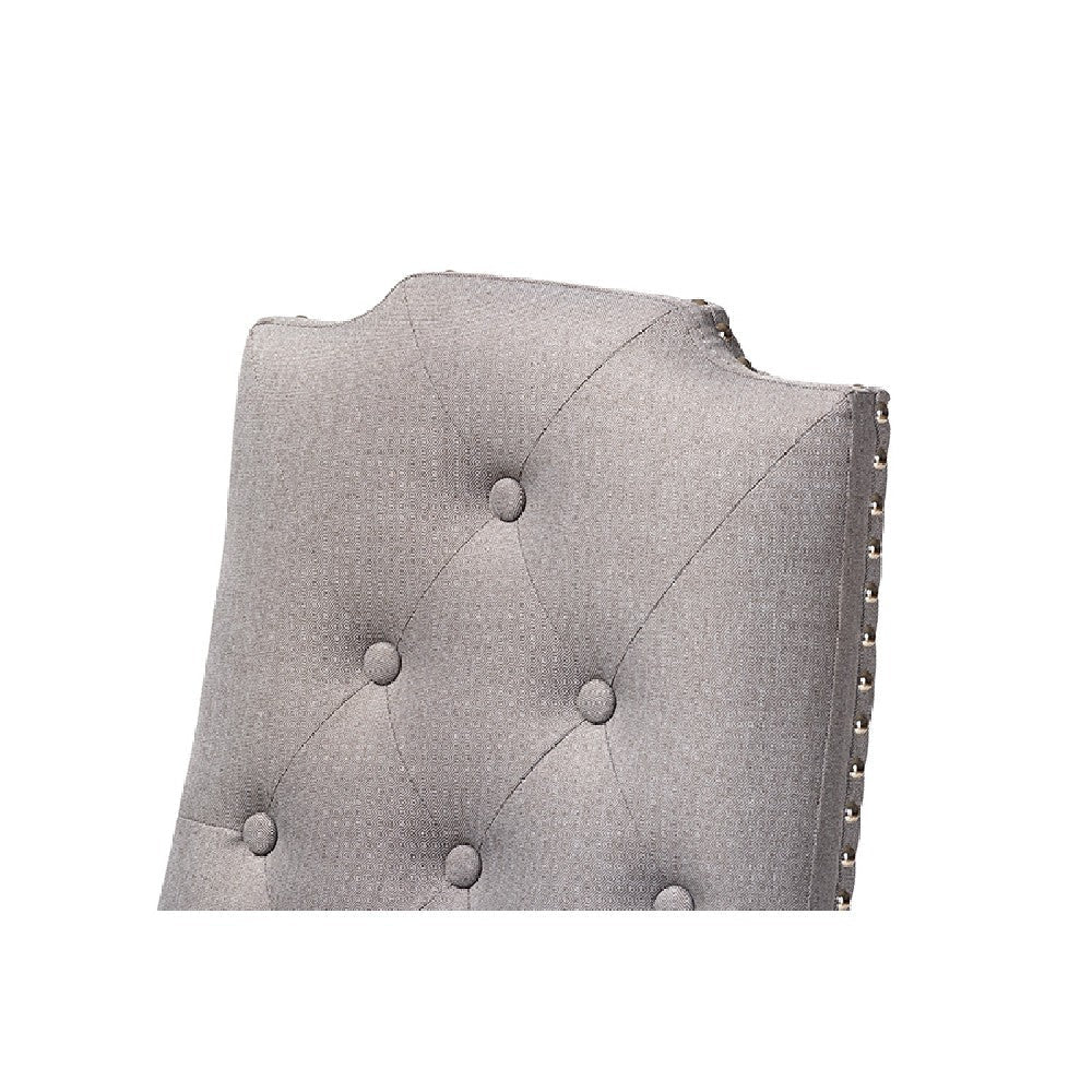 Baxton Studio Dylin Modern and ContemporaryGray Fabric Upholstered Button Tufted Wood Dining Chair Set of 2