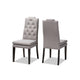 Baxton Studio Dylin Modern and ContemporaryGray Fabric Upholstered Button Tufted Wood Dining Chair Set of 2