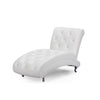 Baxton Studio Pease Contemporary White Faux Leather Upholstered Crystal Button Tufted Chaise Lounge WHI-BBT5187-White-Chaise