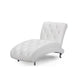 Baxton Studio Pease Contemporary White Faux Leather Upholstered Crystal Button Tufted Chaise Lounge WHI-BBT5187-White-Chaise