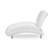 Baxton Studio Pease Contemporary White Faux Leather Upholstered Crystal Button Tufted Chaise Lounge WHI-BBT5187-White-Chaise