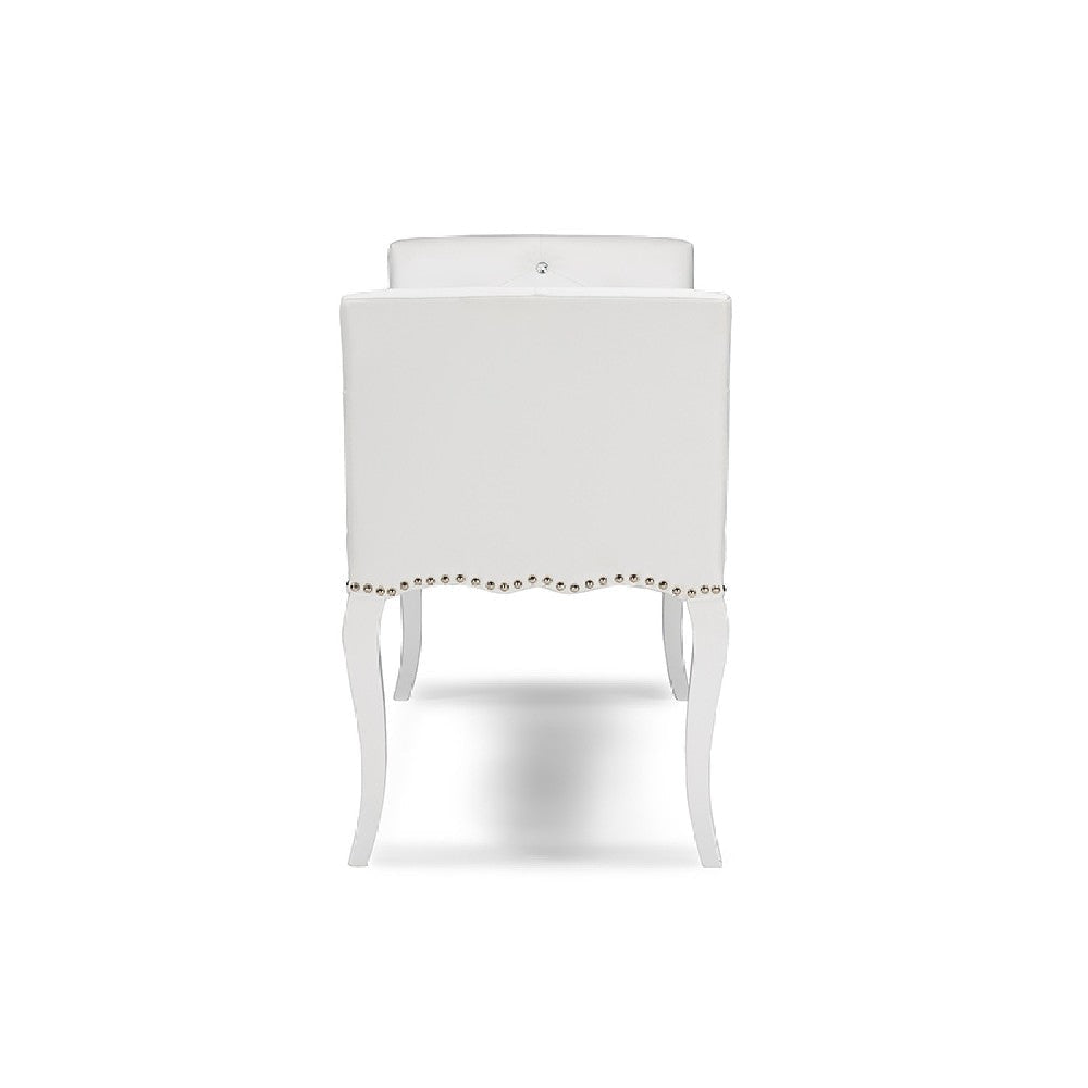 Baxton Studio Kristy Modern and Contemporary White Faux Leather Classic Seating Bench WHI-BBT5197-Bench-White