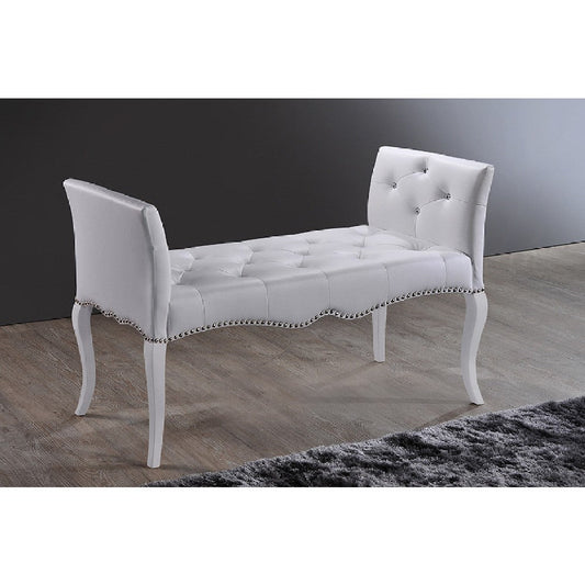 Baxton Studio Kristy Modern and Contemporary White Faux Leather Classic Seating Bench