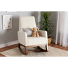 Baxton Studio Yashiya Mid-Century Modern Off-White Boucle Upholstered and Walnut Brown Finished Wood Rocking Chair