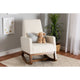 Baxton Studio Yashiya Mid-Century Modern Off-White Boucle Upholstered and Walnut Brown Finished Wood Rocking Chair