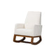 Baxton Studio Yashiya Mid-Century Modern Off-White Boucle Upholstered and Walnut Brown Finished Wood Rocking Chair