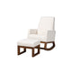 Baxton Studio Yashiya Mid-Century Modern Off-White Boucle Upholstered and Walnut Brown Finished Wood 2-Piece Rocking Chair and Ottoman Set