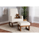 Baxton Studio Yashiya Mid-Century Modern Off-White Boucle Upholstered and Walnut Brown Finished Wood 2-Piece Rocking Chair and Ottoman Set