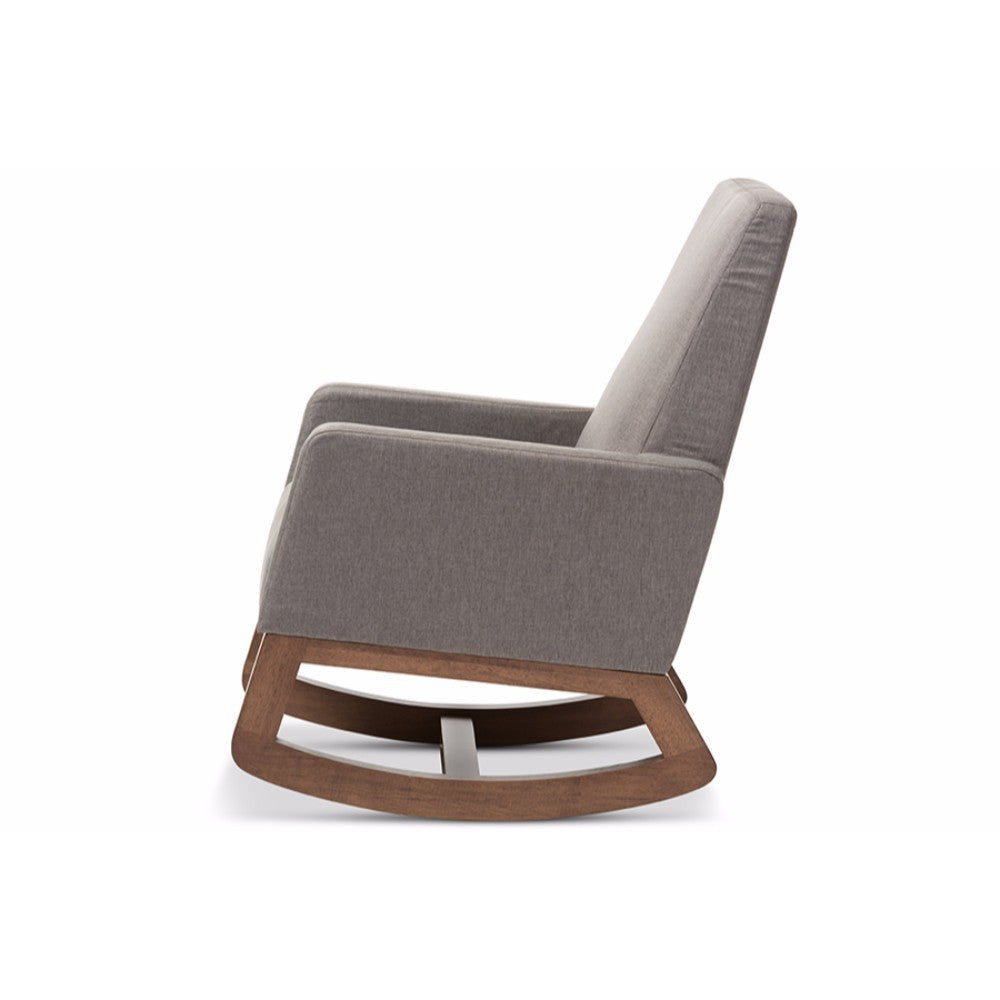 Baxton Studio Yashiya Mid-century Retro Modern Grey Fabric Upholstered Rocking Chair