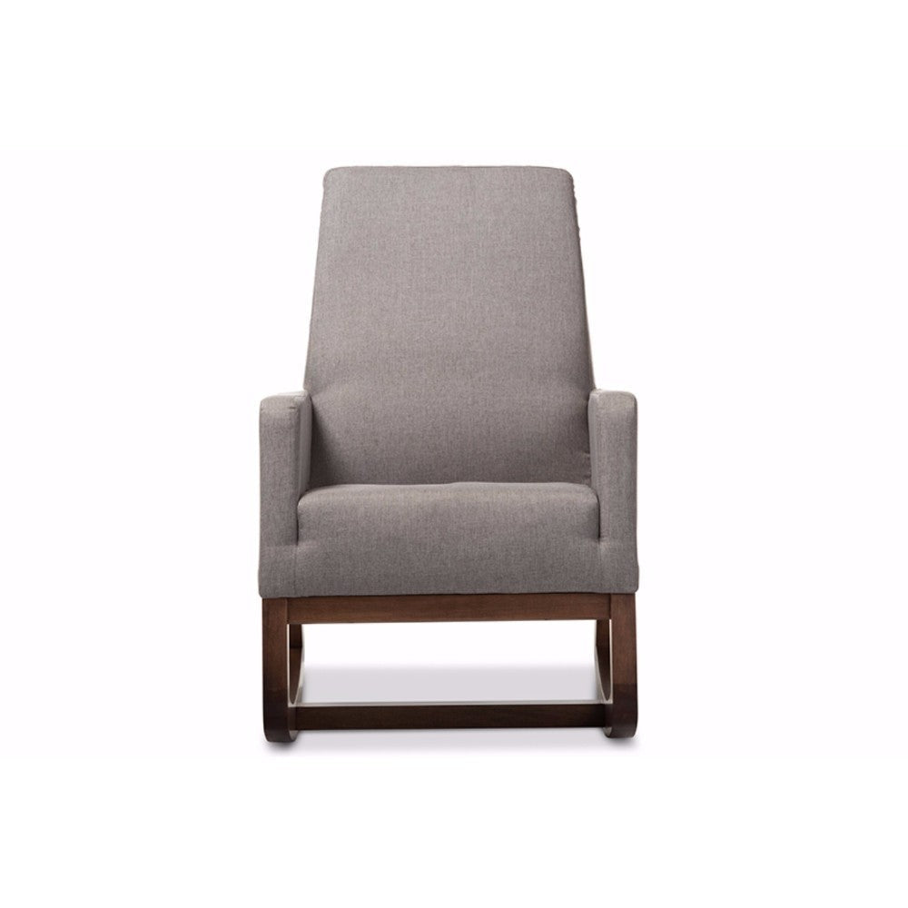 Baxton Studio Yashiya Mid-century Retro Modern Grey Fabric Upholstered Rocking Chair WHI-BBT5199-Grey