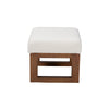 Baxton Studio Yashiya Mid-Century Modern Off-White Boucle Upholstered and Walnut Brown Finished Wood Ottoman Footstool