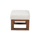 Baxton Studio Yashiya Mid-Century Modern Off-White Boucle Upholstered and Walnut Brown Finished Wood Ottoman Footstool