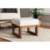 Baxton Studio Yashiya Mid-Century Modern Off-White Boucle Upholstered and Walnut Brown Finished Wood Ottoman Footstool
