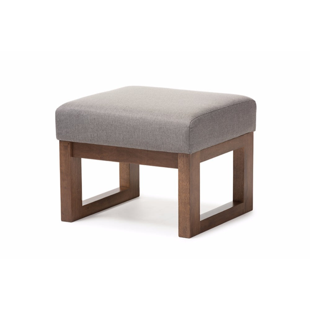 Baxton Studio Yashiya Mid-century Retro Modern Grey Fabric Upholstered Ottoman Stool WHI-BBT5200-Grey