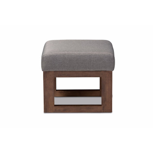 Baxton Studio Yashiya Mid-century Retro Modern Grey Fabric Upholstered Ottoman Stool