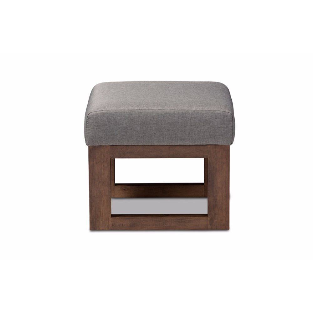 Baxton Studio Yashiya Mid-century Retro Modern Grey Fabric Upholstered Ottoman Stool