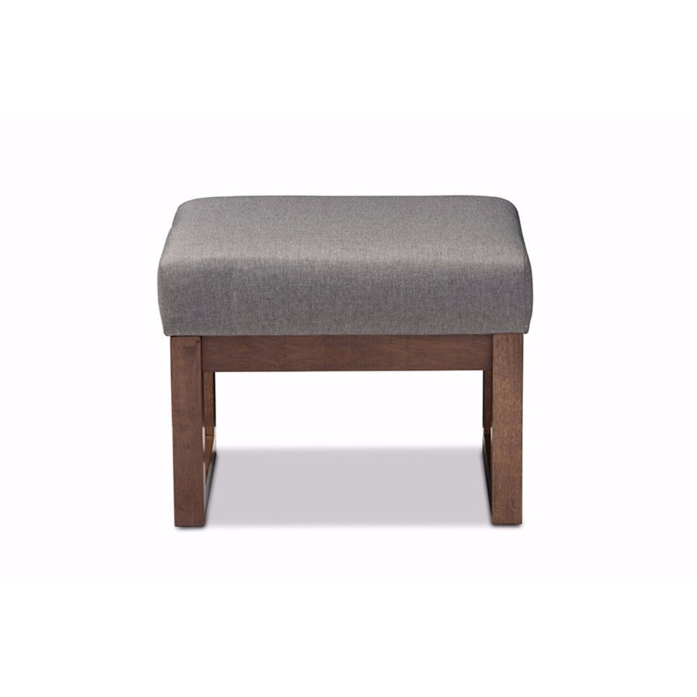 Baxton Studio Yashiya Mid-century Retro Modern Grey Fabric Upholstered Ottoman Stool WHI-BBT5200-Grey