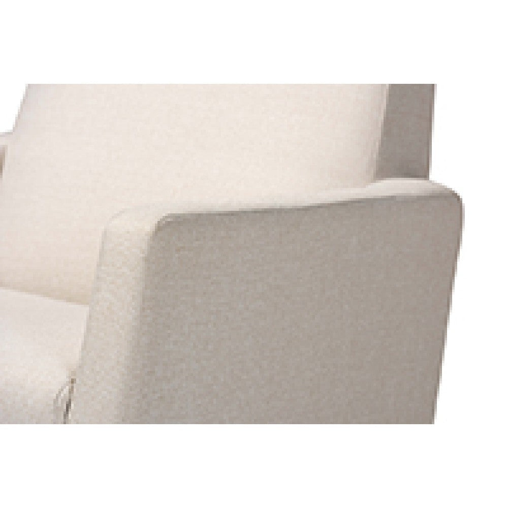 Baxton Studio Yashiya Mid-century Retro Modern Light Beige Fabric Upholstered Rocking Chair and Ottoman Set WHI-BBT5200-Light-Beige-Set