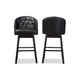 Baxton Studio Avril Modern and Contemporary Black Faux Leather Tufted Swivel Barstool with Nail heads Trim (Set of 2)