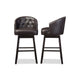 Baxton Studio Avril Modern and Contemporary Brown Faux Leather Tufted Swivel Barstool with Nail heads Trim (Set of 2)