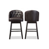Baxton Studio Avril Modern and Contemporary Brown Faux Leather Tufted Swivel Barstool with Nail heads Trim (Set of 2)