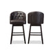 Baxton Studio Avril Modern and Contemporary Brown Faux Leather Tufted Swivel Barstool with Nail heads Trim (Set of 2)