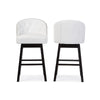 Baxton Studio Avril Modern and Contemporary White Faux Leather Tufted 2-Piece Swivel Barstool Set with Nail heads Trim