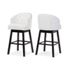 Baxton Studio Avril Modern and Contemporary White Faux Leather Tufted 2-Piece Swivel Barstool Set with Nail heads Trim