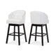 Baxton Studio Avril Modern and Contemporary White Faux Leather Tufted 2-Piece Swivel Barstool Set with Nail heads Trim