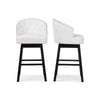 Baxton Studio Avril Modern and Contemporary White Faux Leather Tufted 2-Piece Swivel Barstool Set with Nail heads Trim