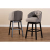 Baxton Studio Theron Transitional Gray Fabric Upholstered Wood Swivel Bar Stool Set of 2
