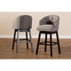 Baxton Studio Theron Transitional Gray Fabric Upholstered Wood Swivel Bar Stool Set of 2