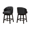 Baxton Studio Theron Mid-Century Transitional Black Faux Leather and Espresso Brown Finished Wood 2-Piece Swivel Counter Stool Set