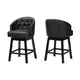 Baxton Studio Theron Mid-Century Transitional Black Faux Leather and Espresso Brown Finished Wood 2-Piece Swivel Counter Stool Set