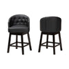 Baxton Studio Theron Mid-Century Transitional Black Faux Leather and Espresso Brown Finished Wood 2-Piece Swivel Counter Stool Set