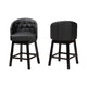 Baxton Studio Theron Mid-Century Transitional Black Faux Leather and Espresso Brown Finished Wood 2-Piece Swivel Counter Stool Set