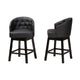 Baxton Studio Theron Mid-Century Transitional Black Faux Leather and Espresso Brown Finished Wood 2-Piece Swivel Counter Stool Set