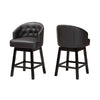 Baxton Studio Theron Mid-Century Transitional Dark Brown Faux Leather and Espresso Brown Finished Wood 2-Piece Swivel Counter Stool Set
