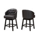 Baxton Studio Theron Mid-Century Transitional Dark Brown Faux Leather and Espresso Brown Finished Wood 2-Piece Swivel Counter Stool Set