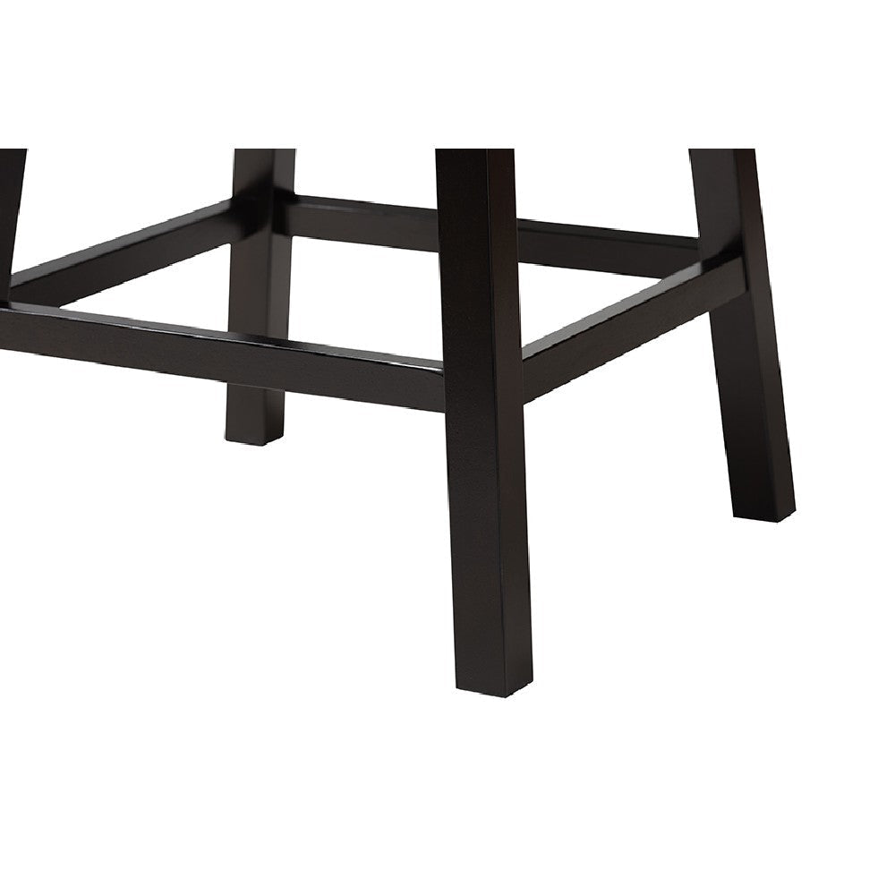 Baxton Studio Theron Mid-Century Transitional Dark Brown Faux Leather and Espresso Brown Finished Wood 2-Piece Swivel Counter Stool Set