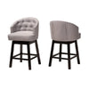 Baxton Studio Theron Mid-Century Transitional Grey Fabric and Espresso Brown Finished Wood 2-Piece Swivel Counter Stool Set