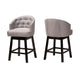 Baxton Studio Theron Mid-Century Transitional Grey Fabric and Espresso Brown Finished Wood 2-Piece Swivel Counter Stool Set