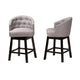 Baxton Studio Theron Mid-Century Transitional Grey Fabric and Espresso Brown Finished Wood 2-Piece Swivel Counter Stool Set