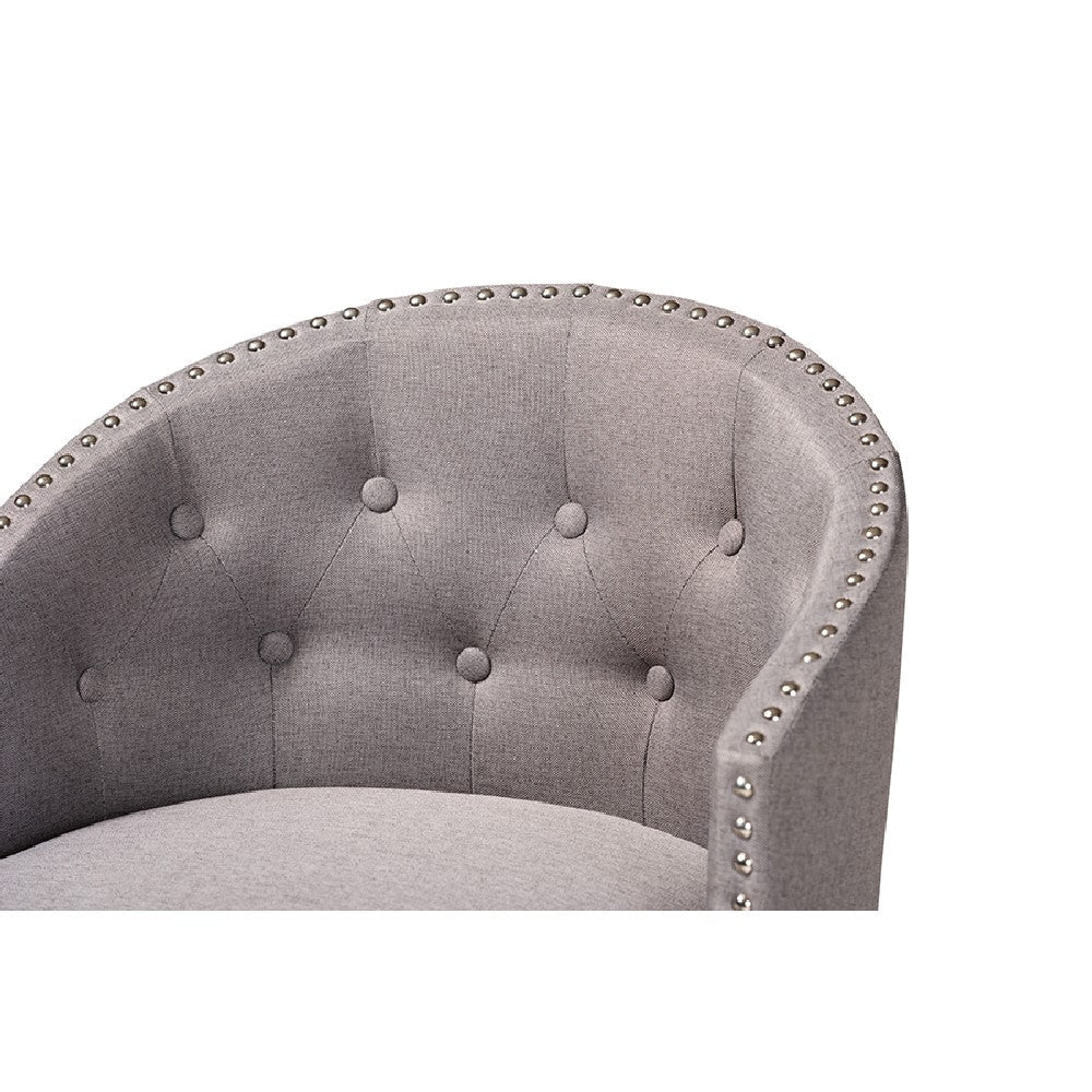 Baxton Studio Theron Mid-Century Transitional Grey Fabric and Espresso Brown Finished Wood 2-Piece Swivel Counter Stool Set