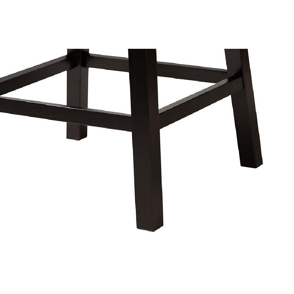 Baxton Studio Theron Mid-Century Transitional Grey Fabric and Espresso Brown Finished Wood 2-Piece Swivel Counter Stool Set