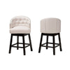 Baxton Studio Theron Mid-Century Transitional Light Beige Fabric and Espresso Brown Finished Wood 2-Piece Swivel Counter Stool Set