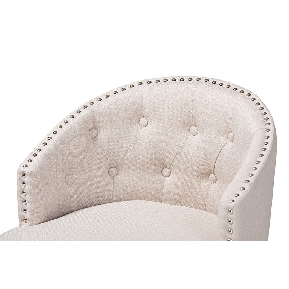 Baxton Studio Theron Mid-Century Transitional Light Beige Fabric and Espresso Brown Finished Wood 2-Piece Swivel Counter Stool Set