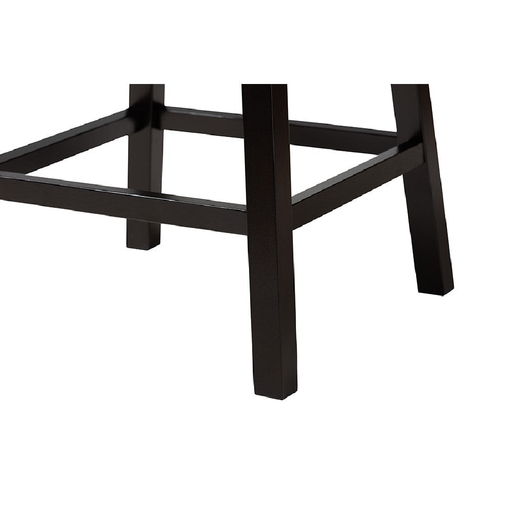 Baxton Studio Theron Mid-Century Transitional Light Beige Fabric and Espresso Brown Finished Wood 2-Piece Swivel Counter Stool Set