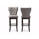 Baxton Studio Leonice Modern and Contemporary Grey Fabric Upholstered Button-tufted 29-Inch 2-Piece Swivel Bar Stool Set