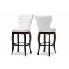 Baxton Studio Leonice Modern and Contemporary White Faux Leather Upholstered Button-tufted 29-Inch 2-Piece Swivel Bar Stool Set